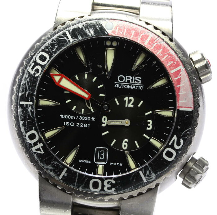 Used Oris with box and paper regulator divers date autowinding 649